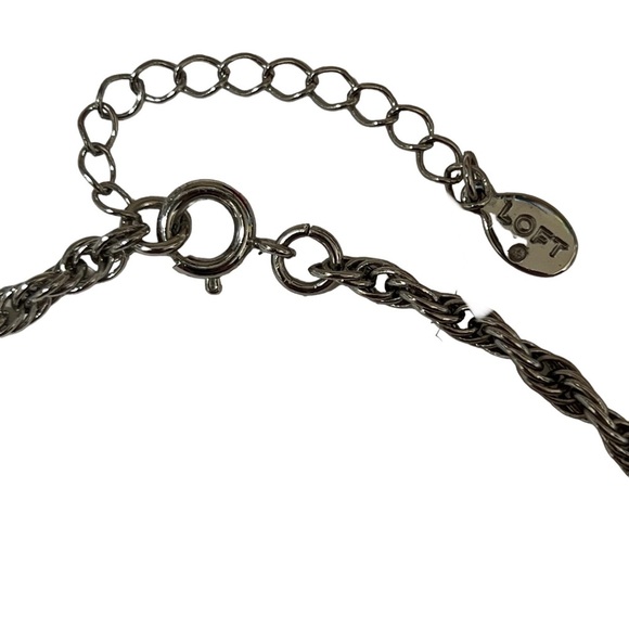 Ann Taylor LOFT Smoke Grey Rhinestone Statement Necklace - Picture 3 of 5